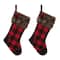 Glitzhome® 21" Black & Red Buffalo Plaid Pompom Stockings, 2ct.